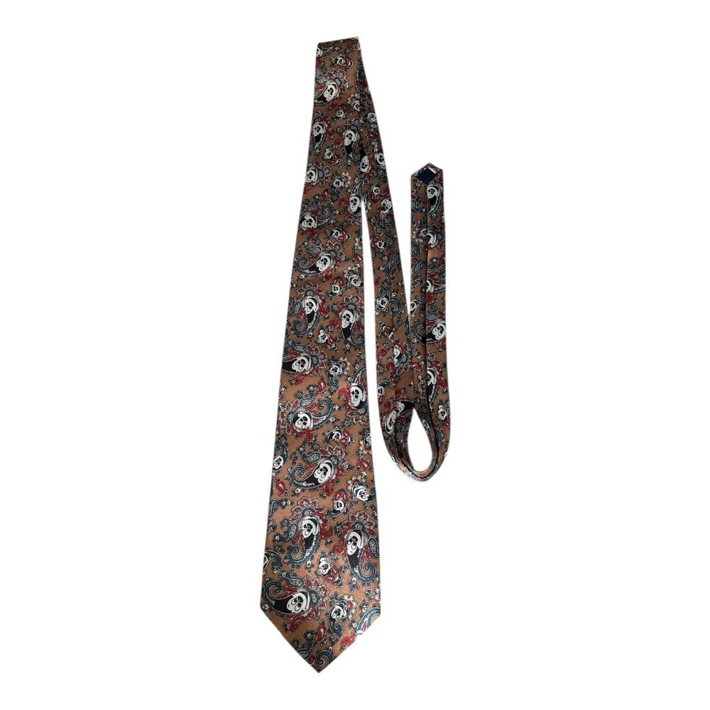 Vintage SIMON Mickey Mouse Hidden Mickey Paisley Silk Tie Brown Disney Novelty